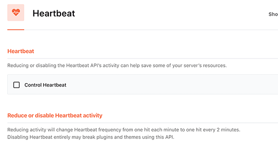 Controling heartbeat API in WordPress using WP Rocket