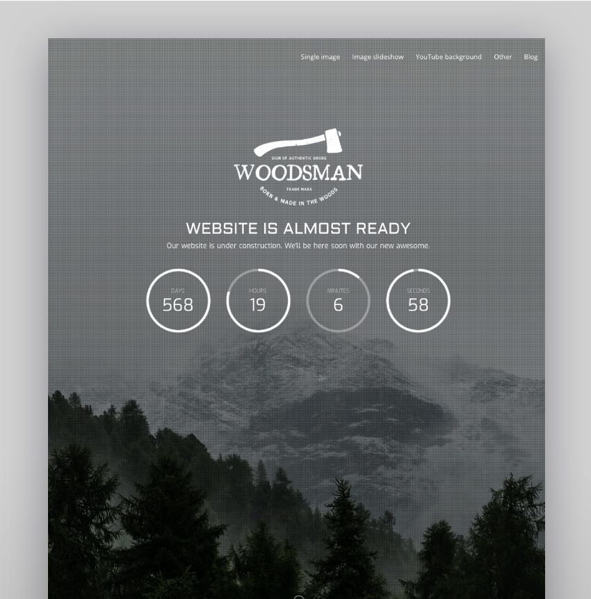 Woodsman - Exclusive Coming Soon WordPress Theme