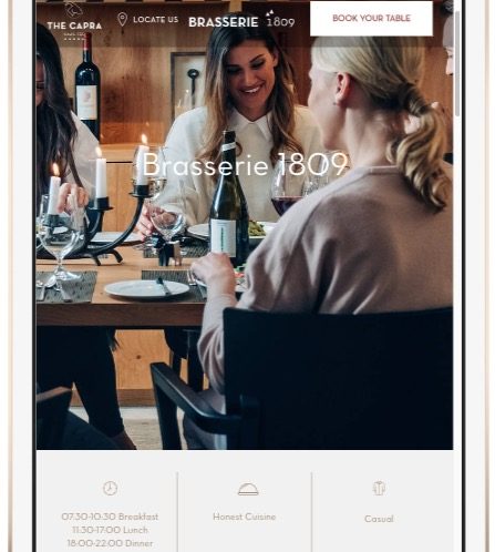 restaurant website brasserie 1809 ipad